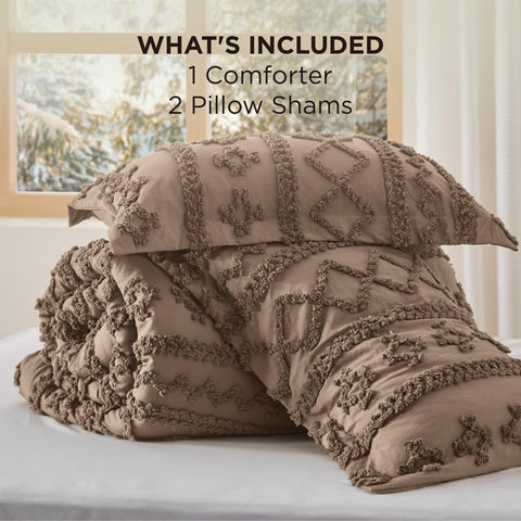 Bedsure folded comforter set beside ruler for size comparison and packing convenience