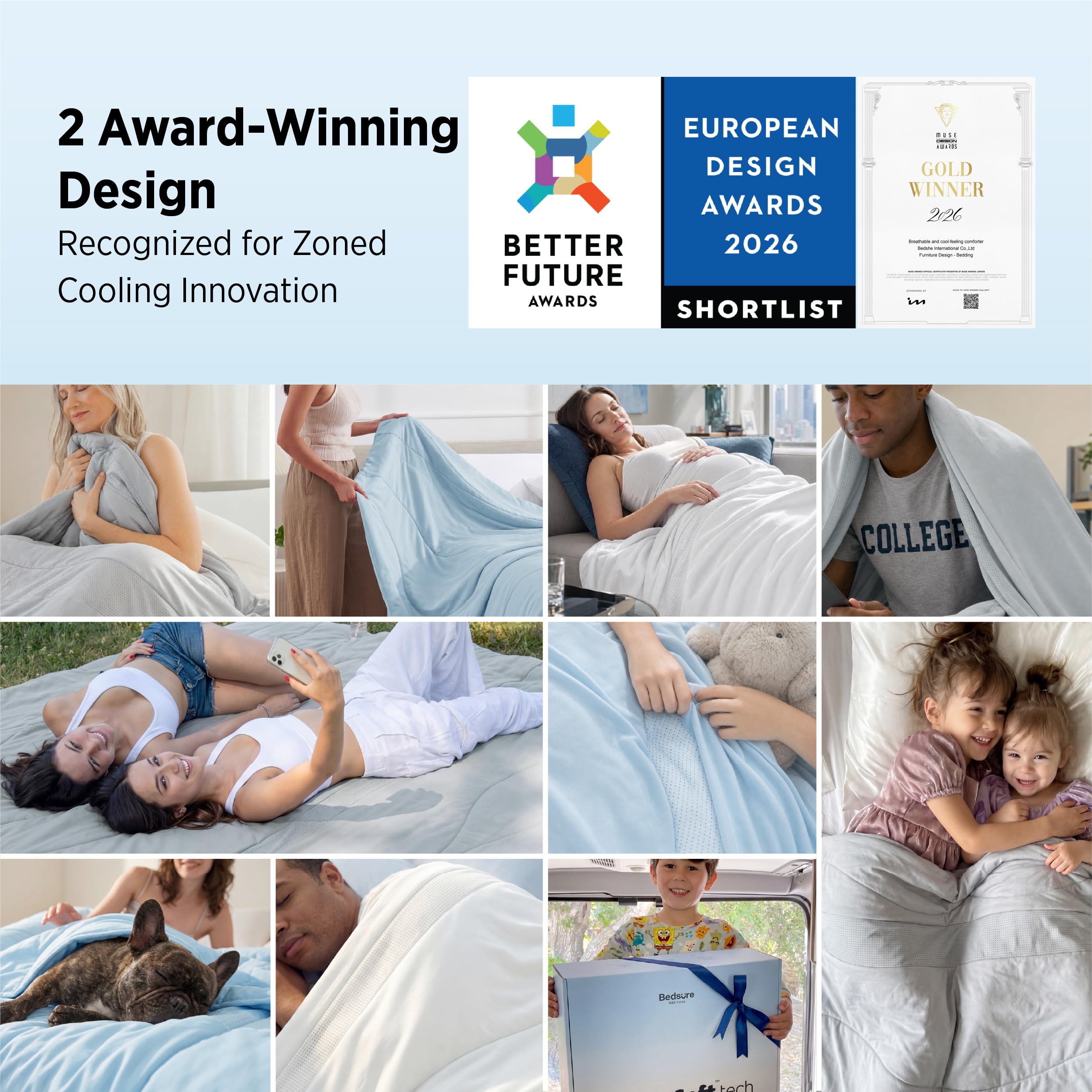 Bedsure CoolOxy in styled bedroom showing summer-ready comfort and cool-sleep benefit