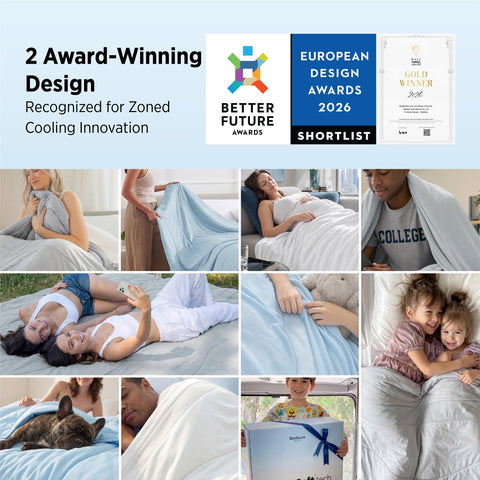 Bedsure CoolOxy in styled bedroom showing summer-ready comfort and cool-sleep benefit