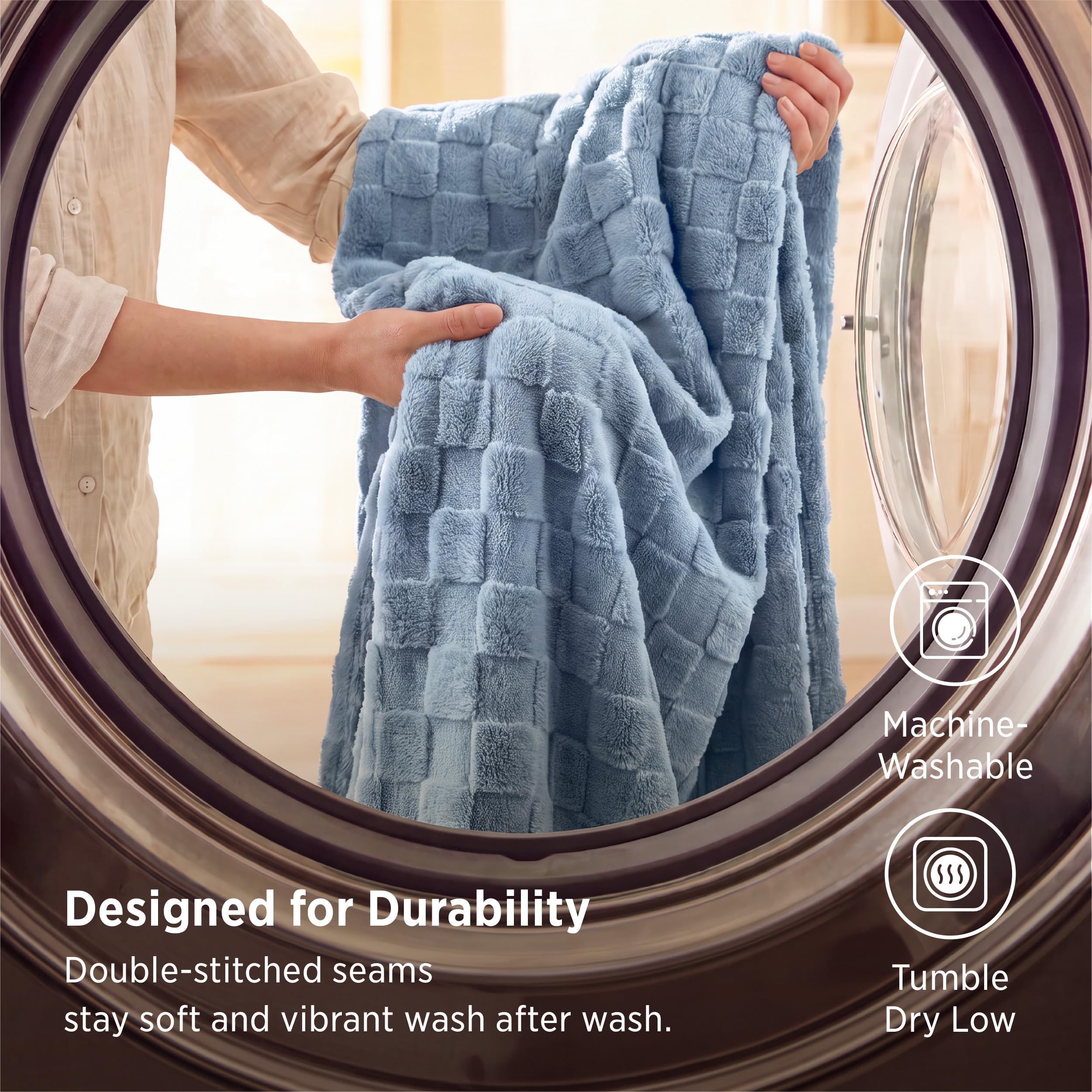 Bedsure throw draped on couch demonstrating comfy everyday use
