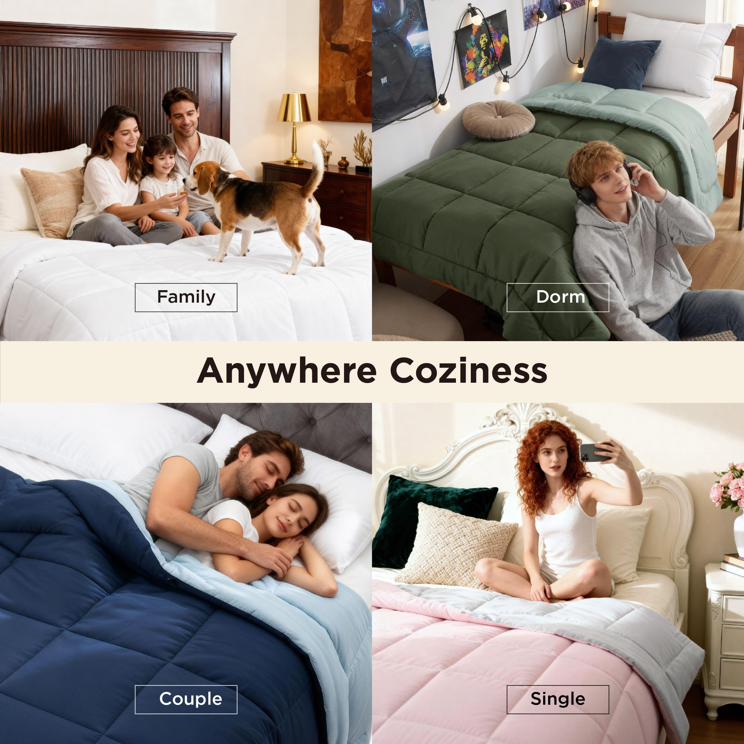 Bedsure cozy lifestyle nighttime scene showing restful bedroom ambiance