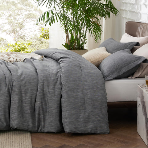 Bedsure dark grey close-up of brushed microfiber texture for soft feel