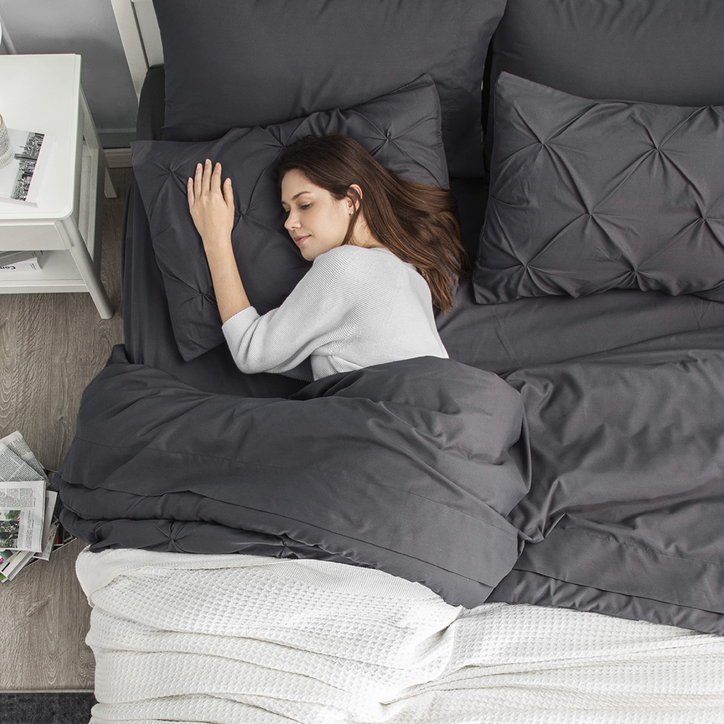 Bedsure close-up of comforter texture highlighting soft brushed microfiber comfort