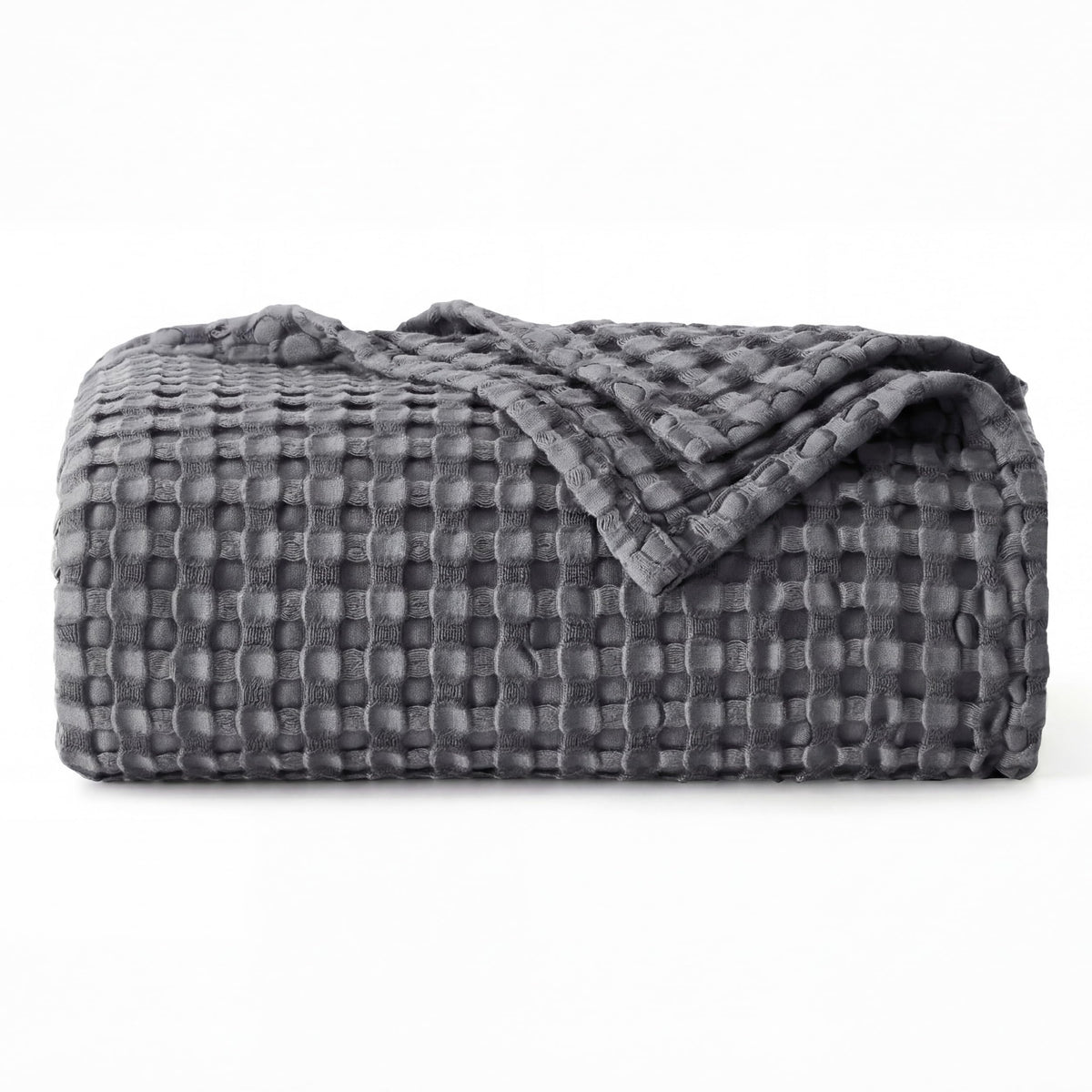 Bedsure dark grey Twin XL blanket folded showing neat finish and cozy look
