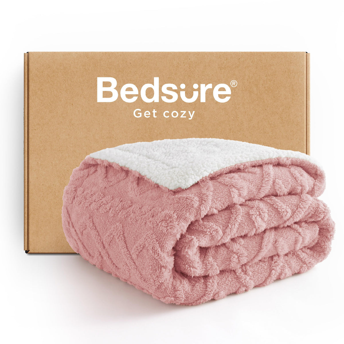 Bedsure dark pink blanket front view showing plush warmth and color