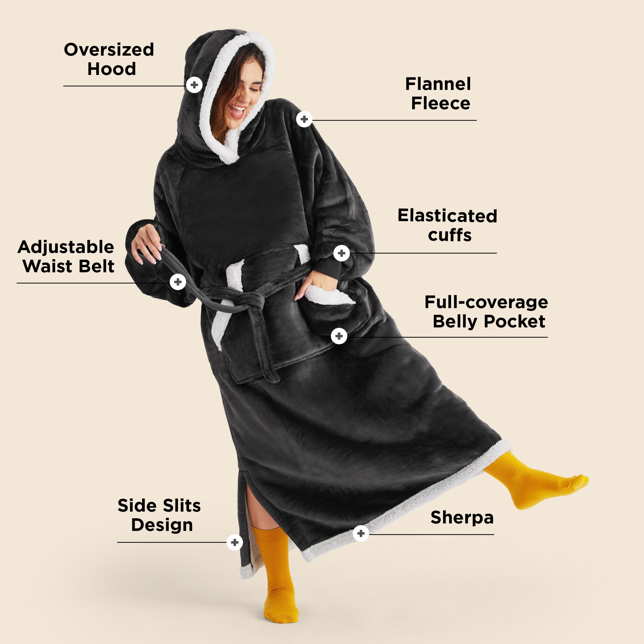 Bedsure image of deep side pocket holding phone showing convenient storage benefit