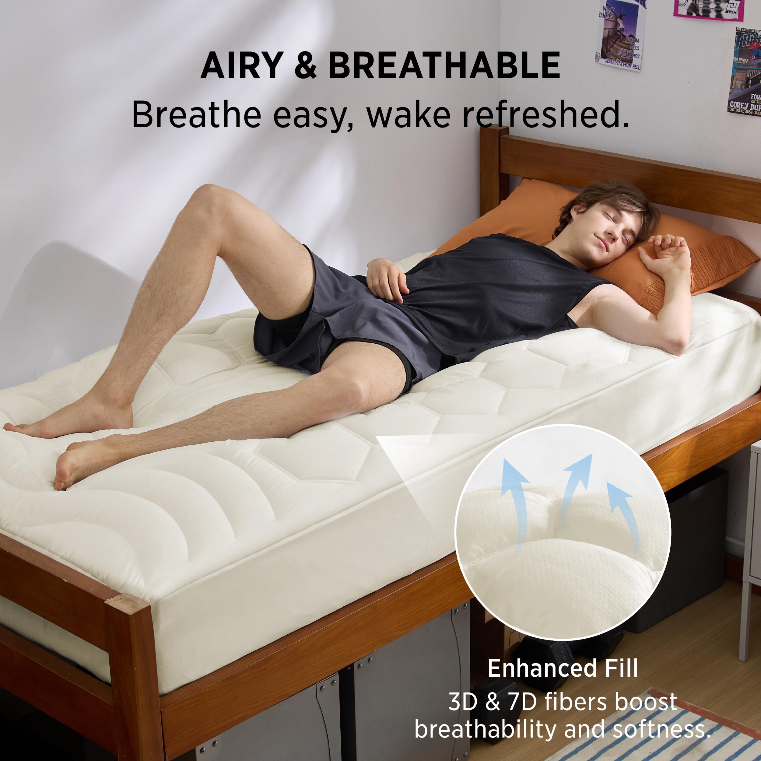 Bedsure elastic pocket detail demonstrating secure 8–21 inch mattress fit