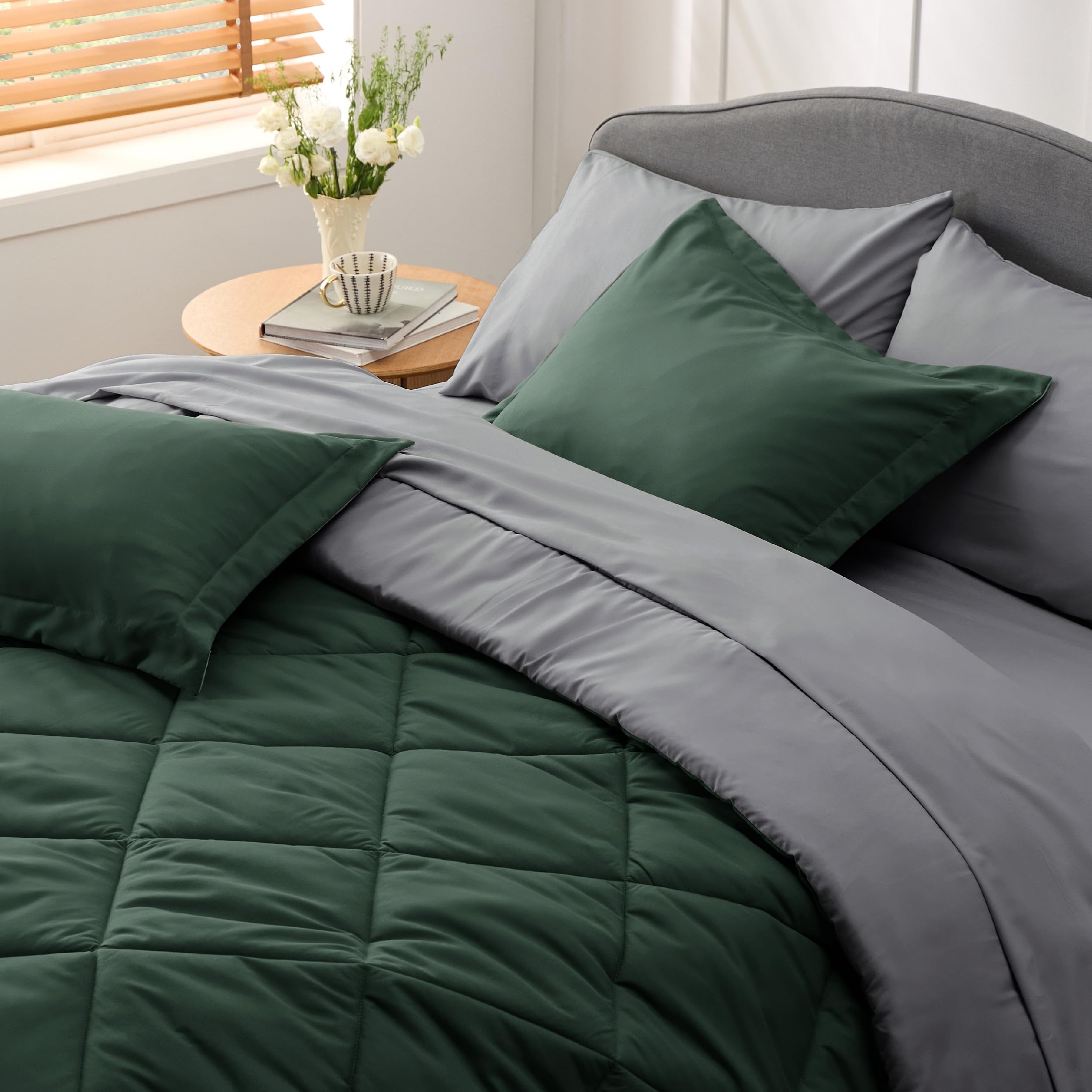 Bedsure dorm room lifestyle shot with bed styled for quick move-in appeal