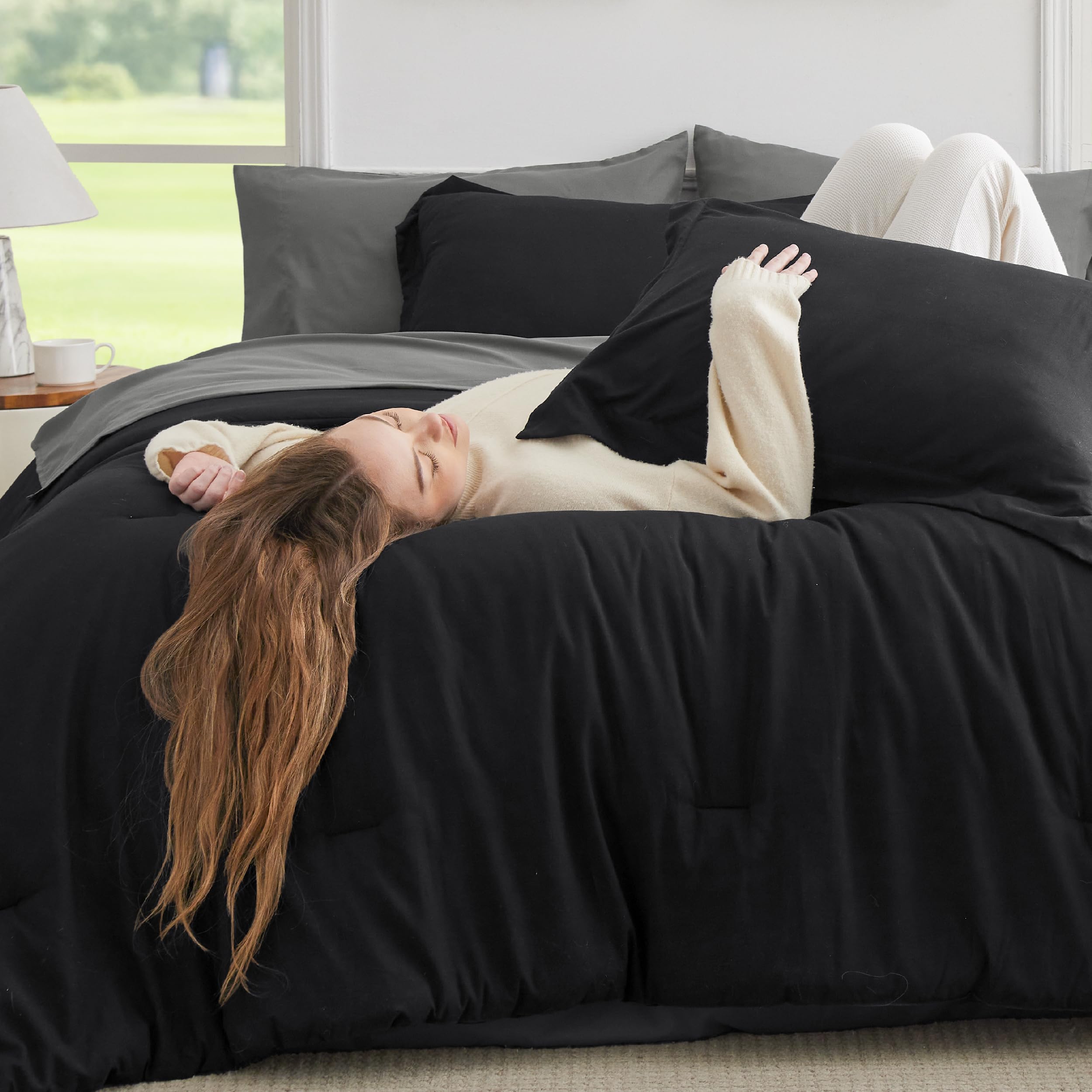 Bedsure dorm room lifestyle showing styled bed and small-space elegance