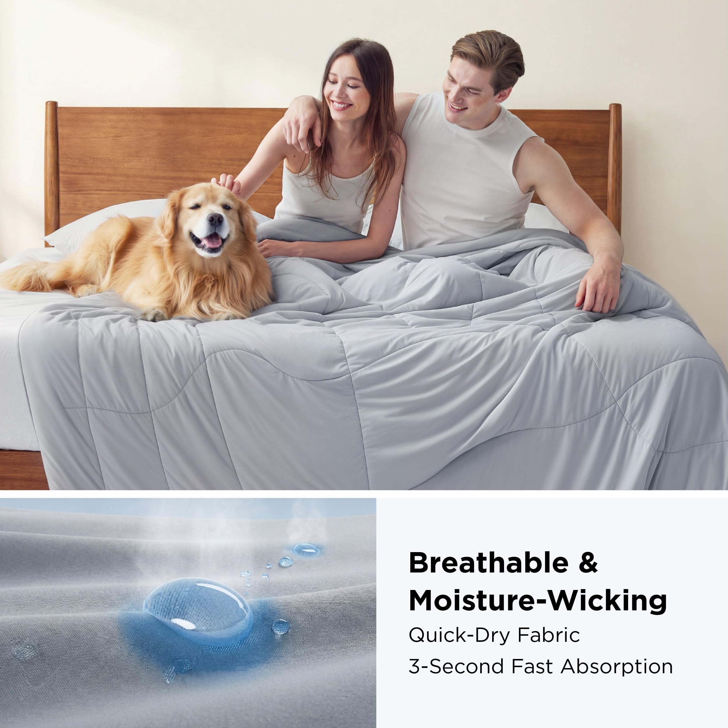Bedsure comforter drape over mattress showing full 88x88 scale and breathable fit