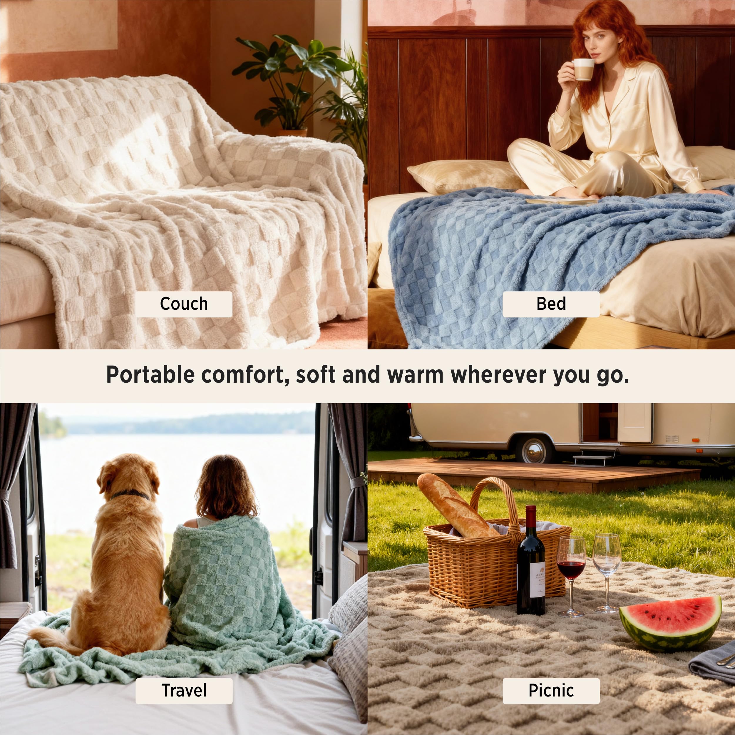 Bedsure blanket draped on queen bed providing full coverage and cozy bedroom style