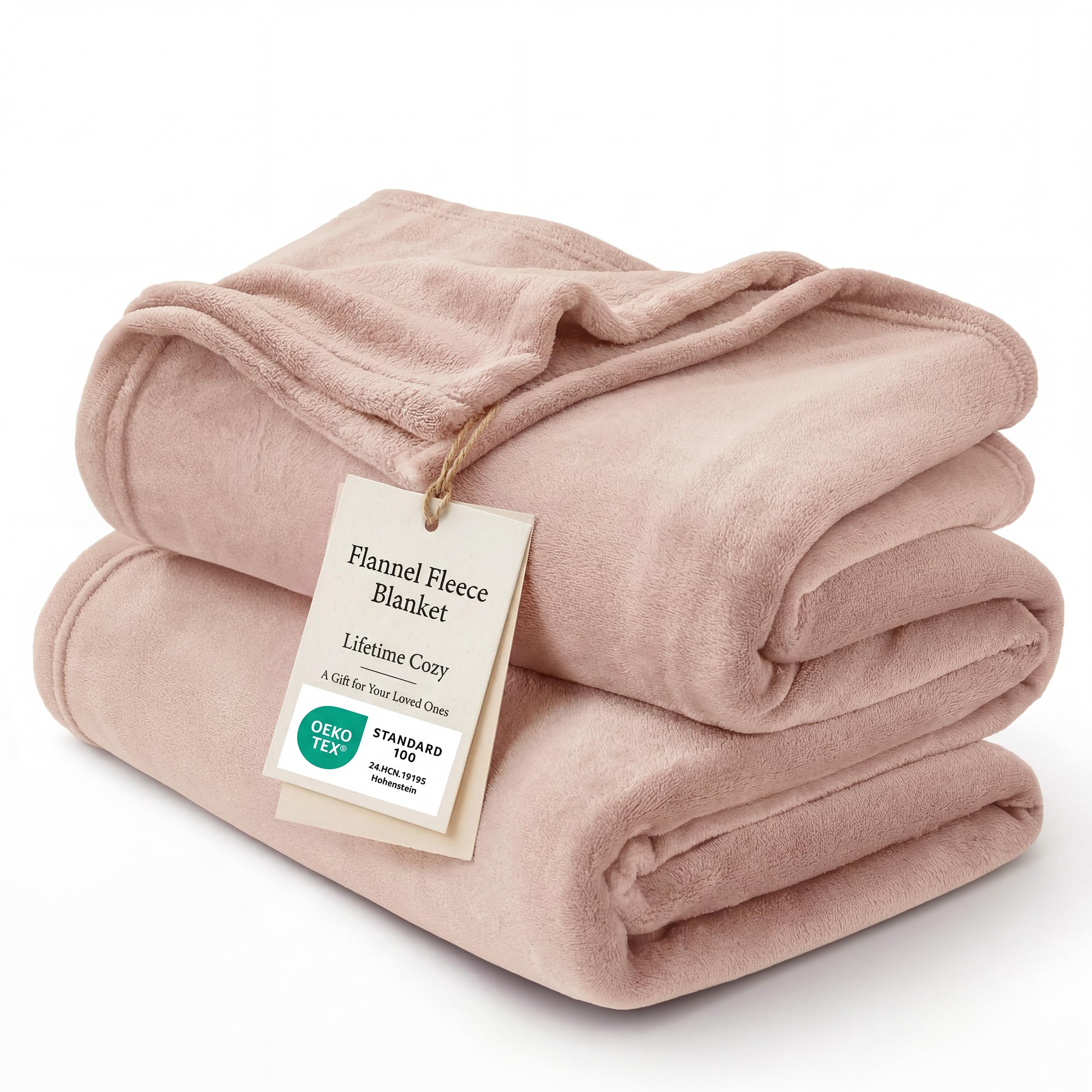 Bedsure dusty pink folded front view showing soft microfiber and cozy appeal