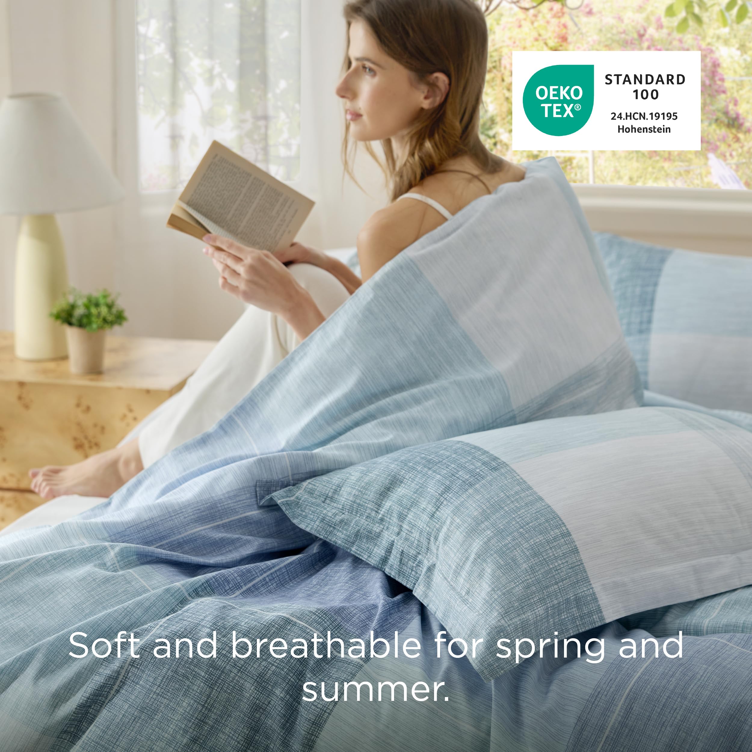 Bedsure close-up of brushed microfiber texture highlighting soft, quiet feel