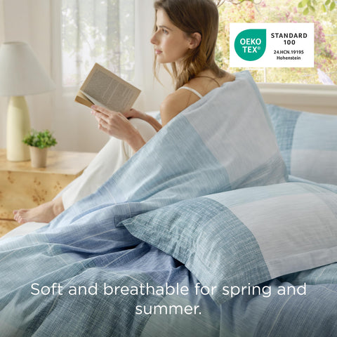 Bedsure close-up of brushed microfiber texture highlighting soft, quiet feel