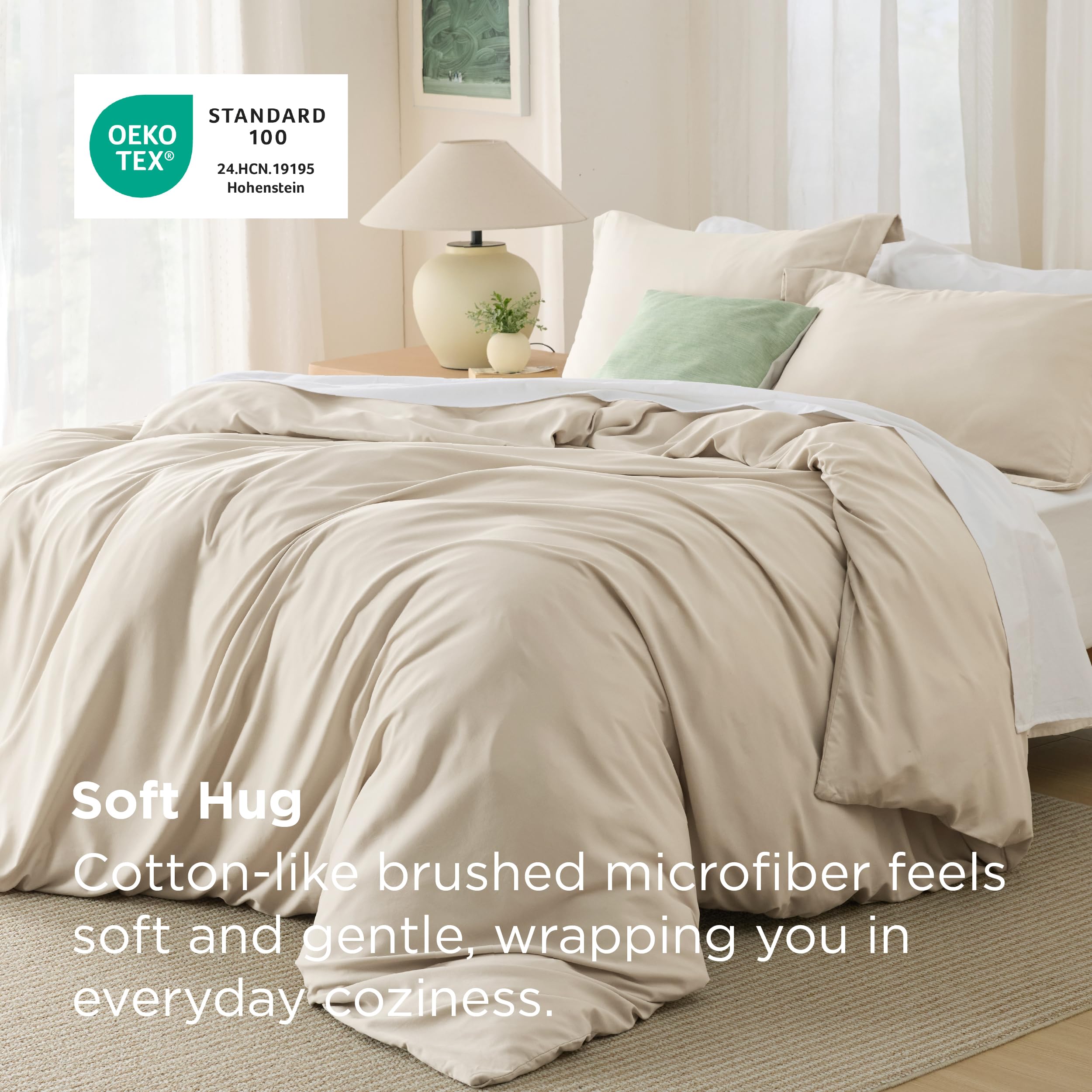 Bedsure close-up of double-brushed microfiber texture highlighting soft hand