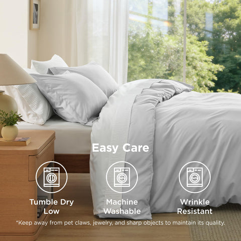 Bedsure folded duvet cover packed for storage or travel saving space