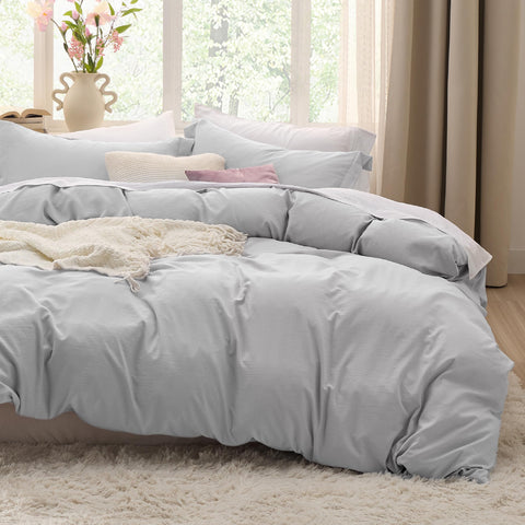 Bedsure duvet cover front in light grey showing clean modern look and comfort