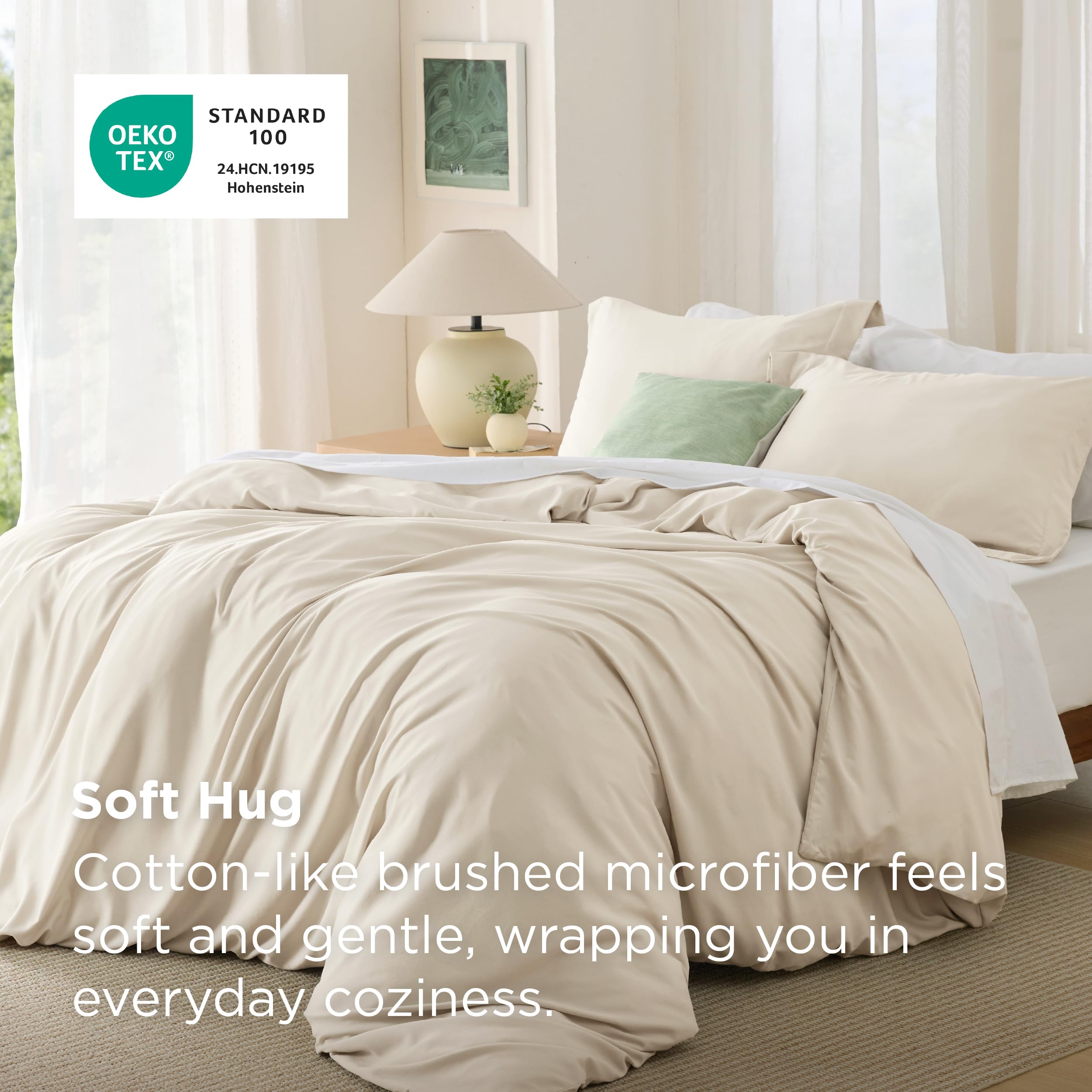 Bedsure close-up of double-brushed fabric texture for a soft, quiet sleep surface