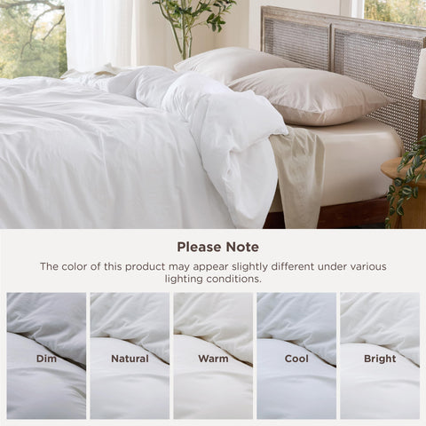 Bedsure duvet cover styled on bed creating calm, modern bedroom vibe