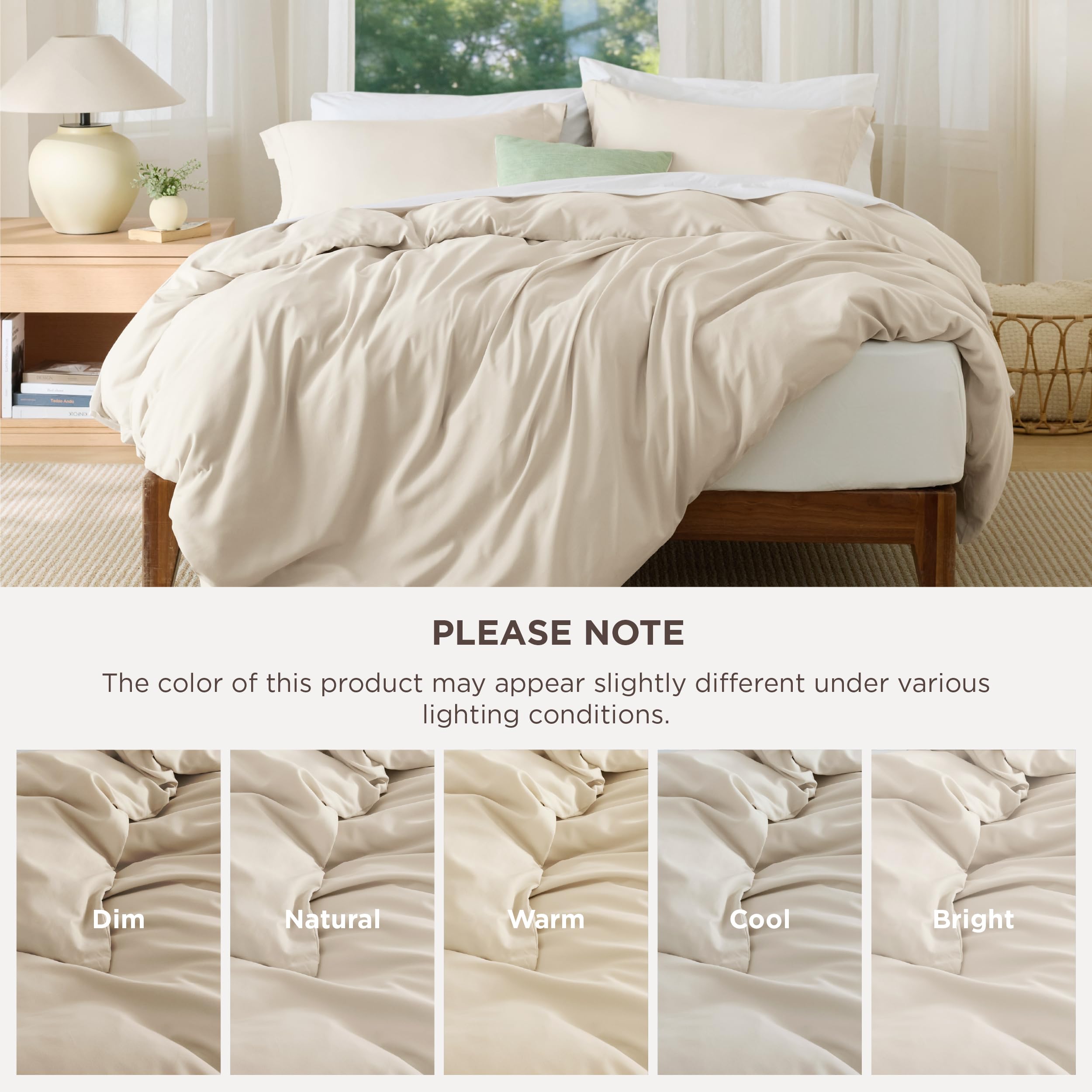Bedsure duvet cover styled on a made bed creating a calm, hotel-like bedroom
