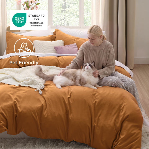 Bedsure pillow shams pair displays matching gold fabric for coordinated look