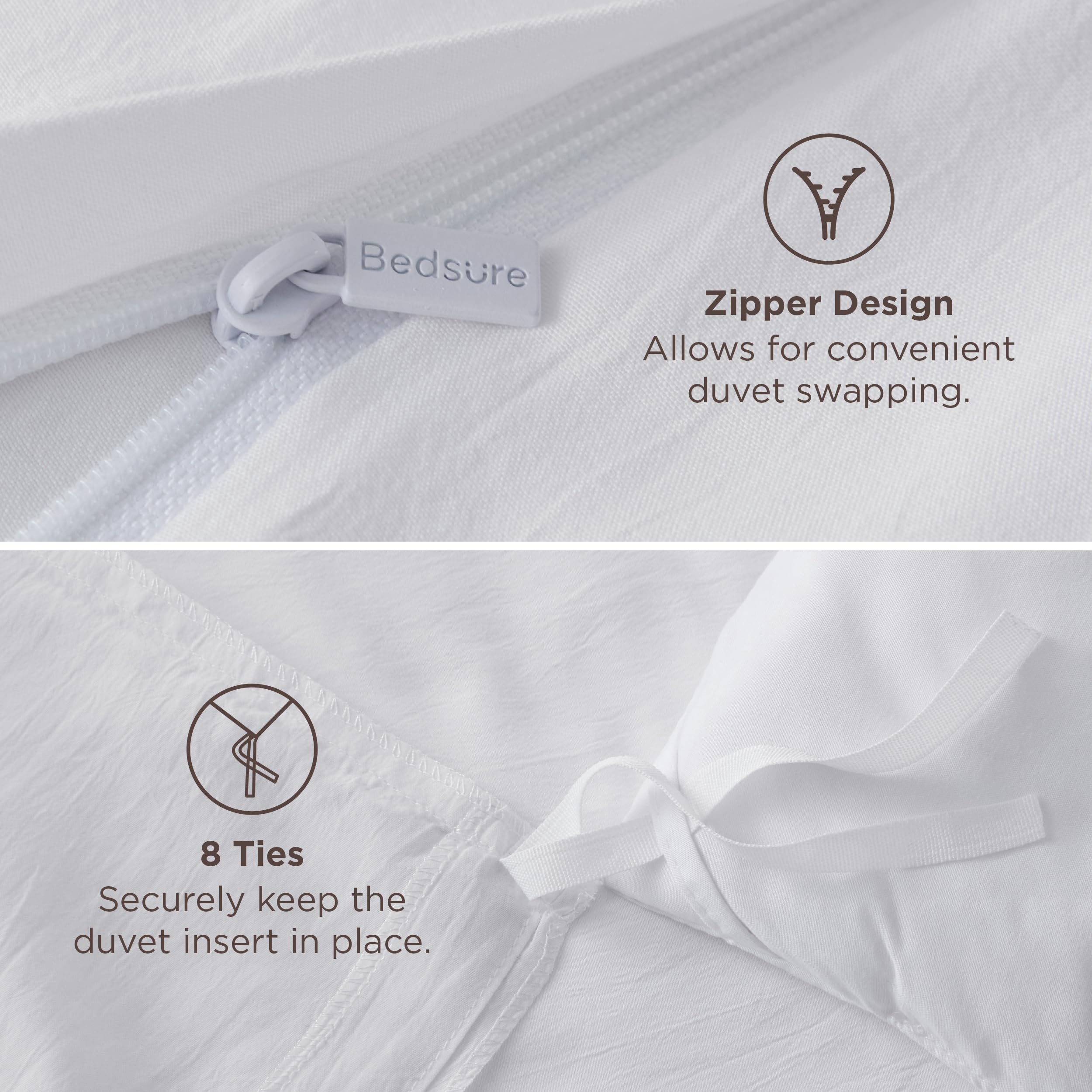 Bedsure king-size duvet cover beside ruler showing true 104 by 90 dimensions