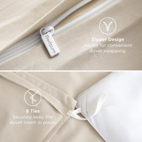 Bedsure queen cover beside ruler to illustrate 90x90 inch size and fit