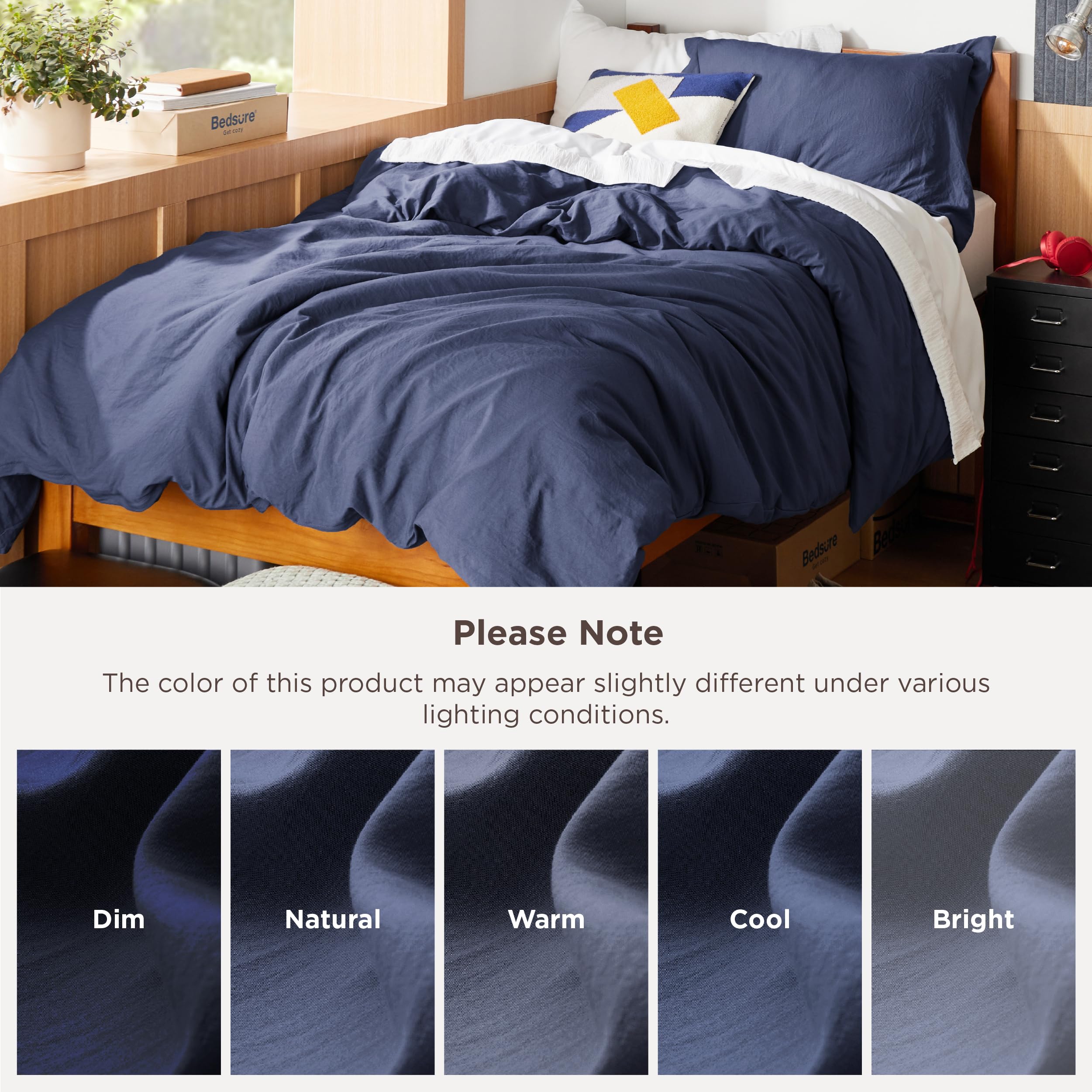 Bedsure twin duvet next to ruler showing correct 68 by 90 inch scale