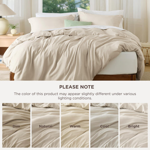 Bedsure duvet in a styled bedroom showing neutral beige complementing decor