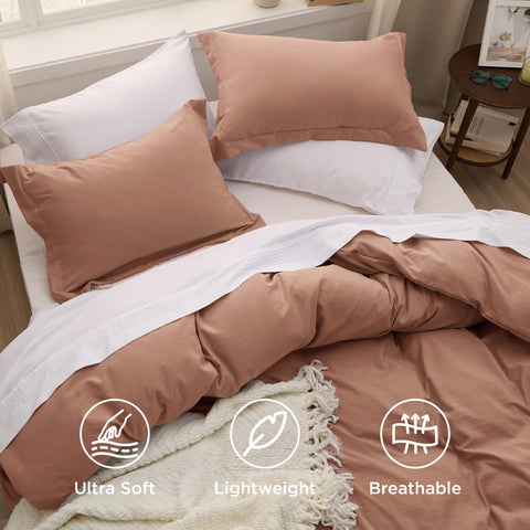 Bedsure duvet in use on styled bed demonstrating cozy look and easy care benefit