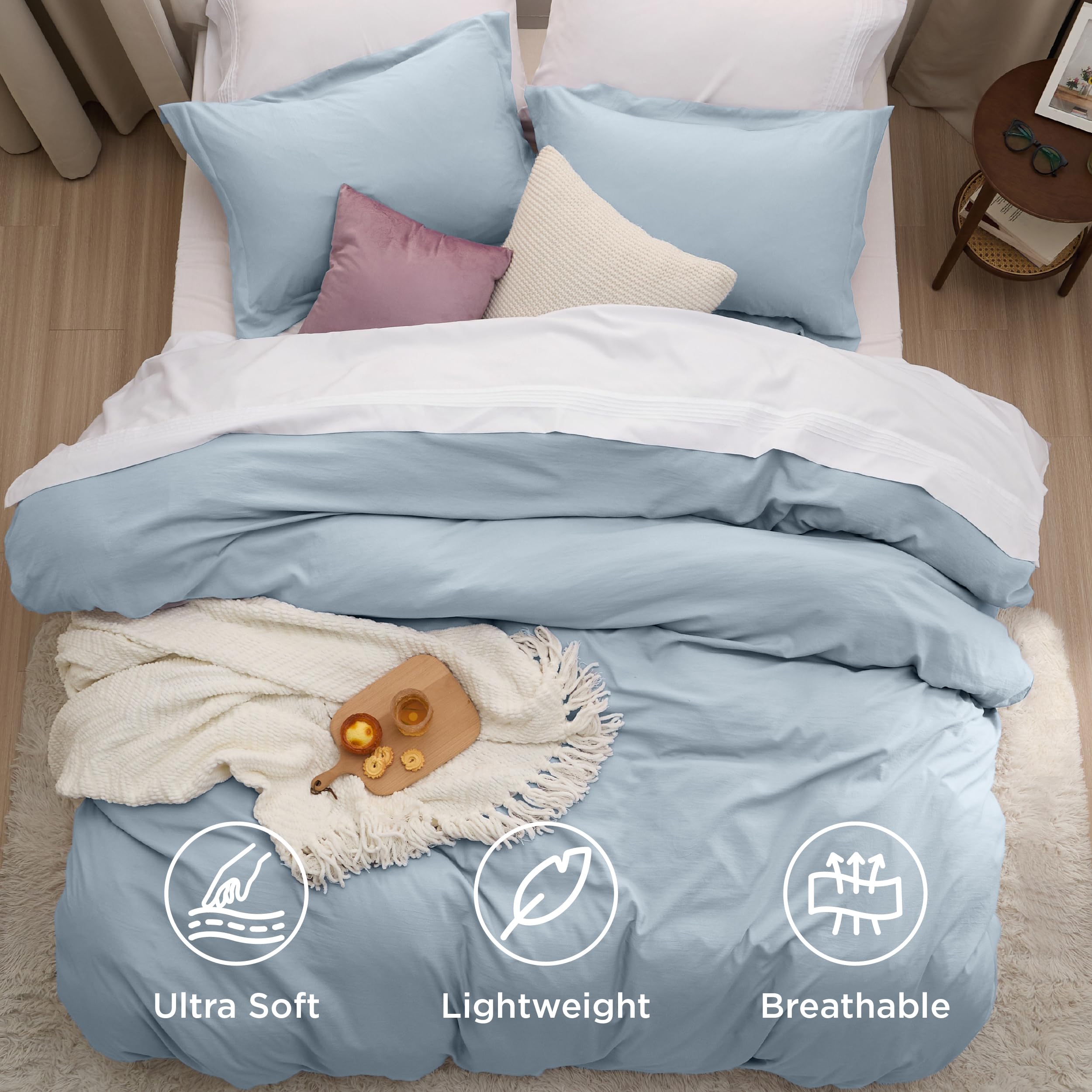 Bedsure duvet on bed in bedroom setting demonstrating relaxed decor and cozy look