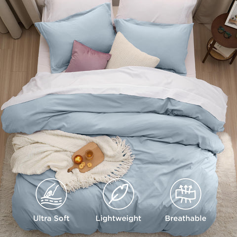 Bedsure duvet on bed in bedroom setting demonstrating relaxed decor and cozy look