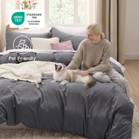 Bedsure duvet on made bed lifestyle scene adding cozy bedroom appeal
