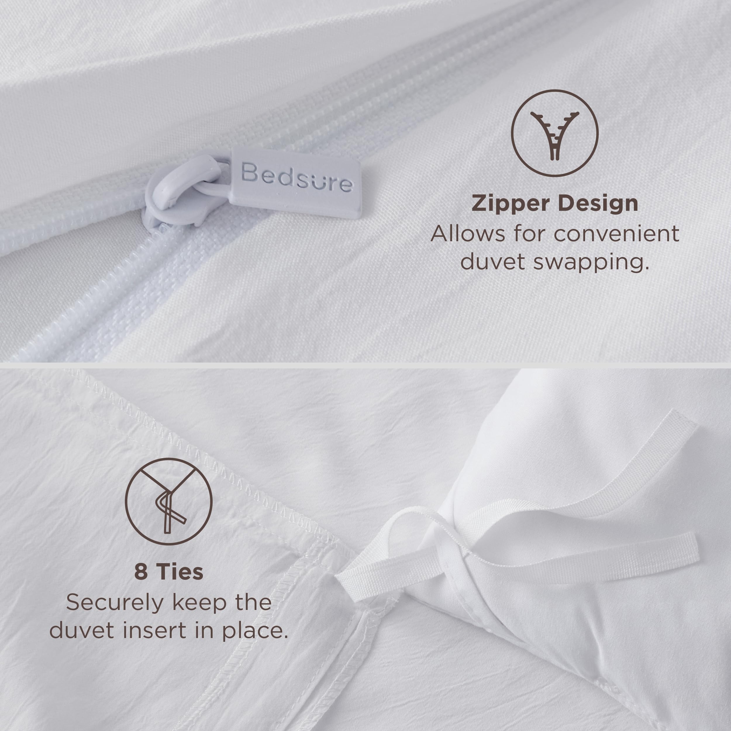 Bedsure edge drape and length view showing oversized coverage ideal for deep mattresses