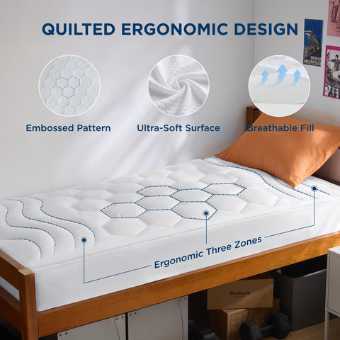 Bedsure elastic deep pocket side view demonstrating stretch fit up to 21 inches for stability