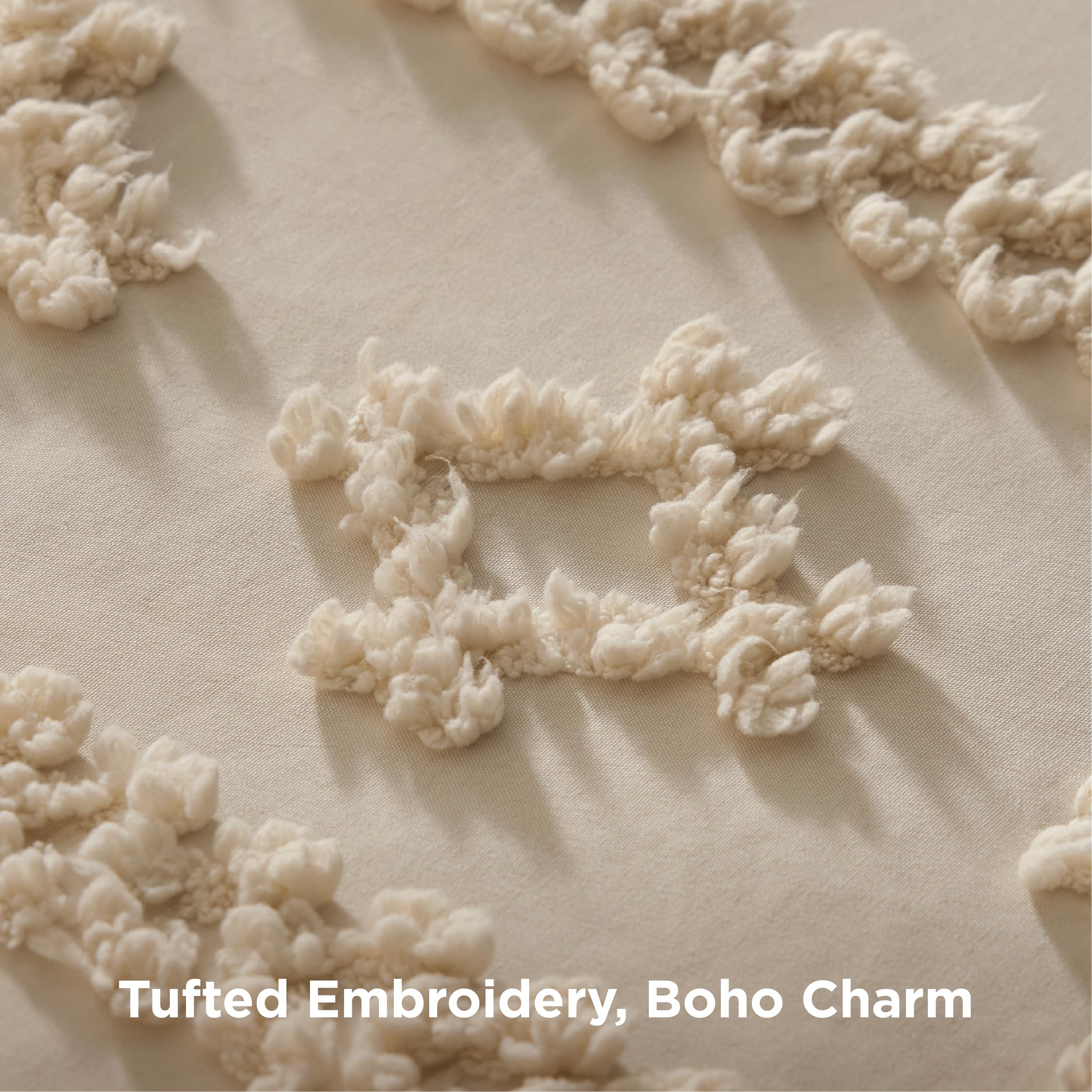 Bedsure close-up of embroidered tuft detail adding tactile depth