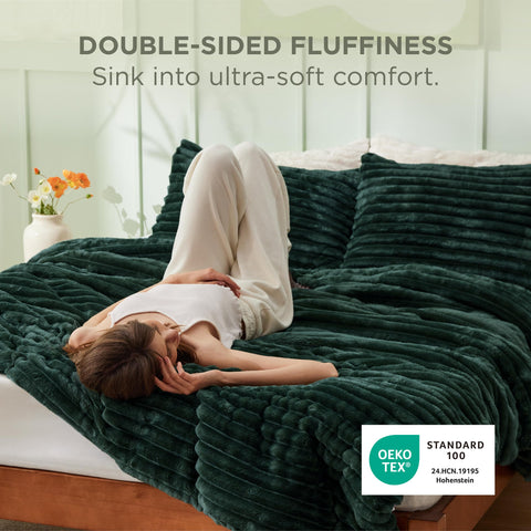 Bedsure comforter side drape demonstrating extra width and better mattress coverage