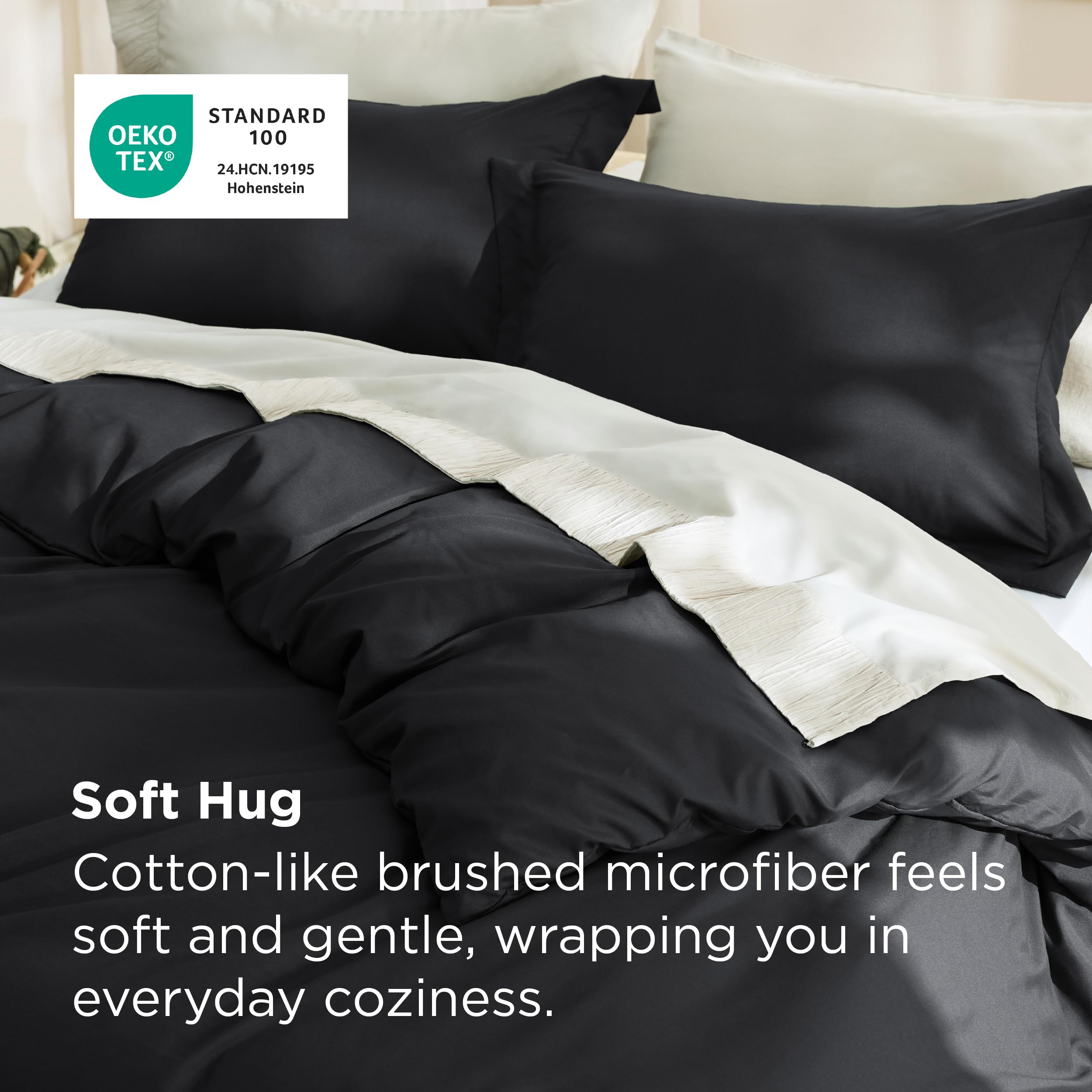 Bedsure fabric close-up revealing double-brushed microfiber softness and quiet feel