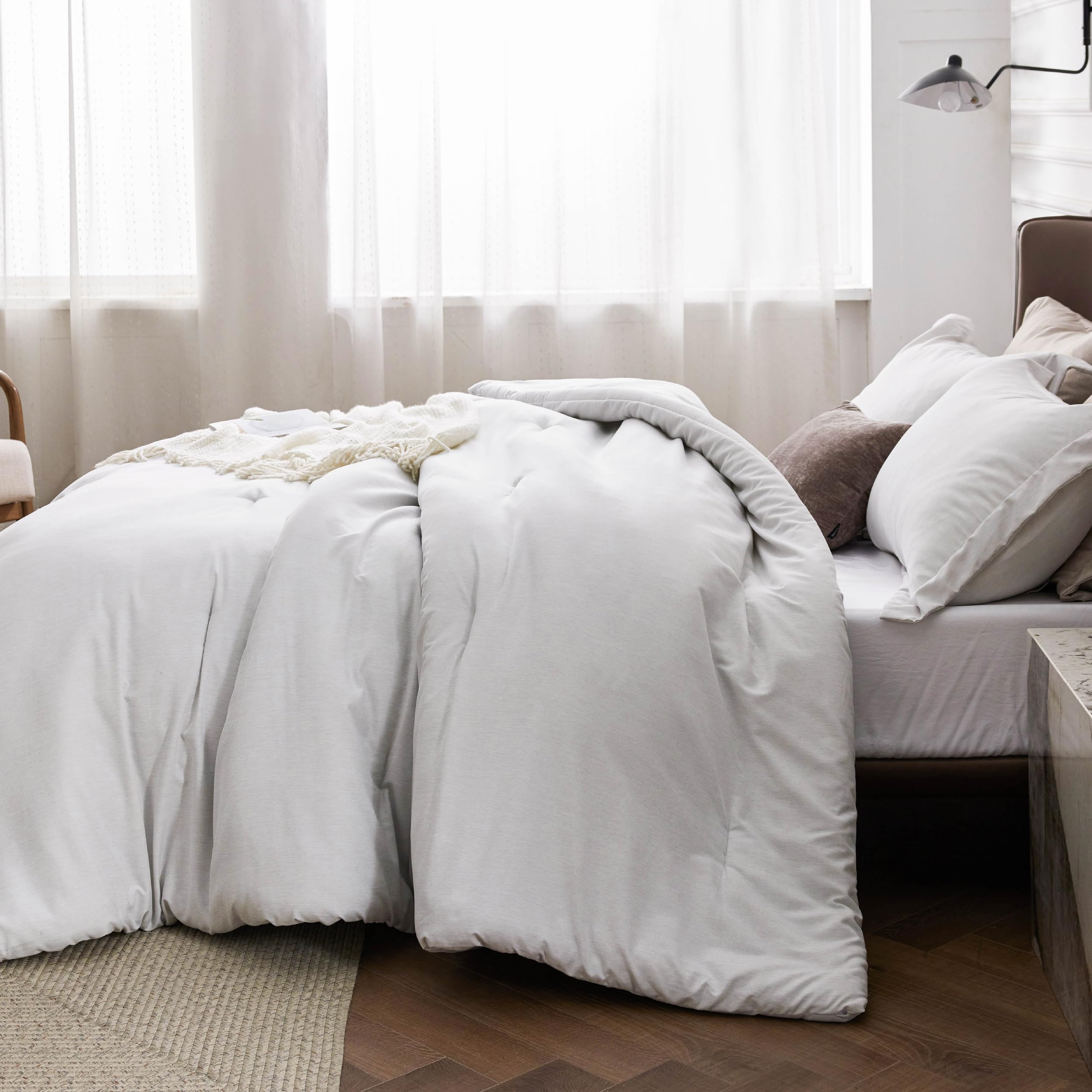 Bedsure close-up heathered microfiber texture highlighting soft touch and visual depth