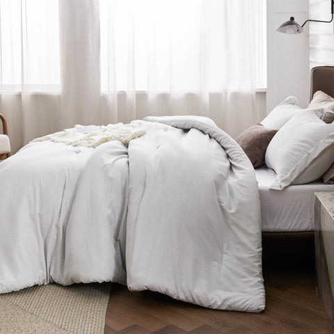 Bedsure close-up heathered microfiber texture highlighting soft touch and visual depth