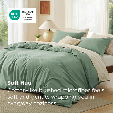 Bedsure microfiber close-up showing plush double-brushed texture and softness