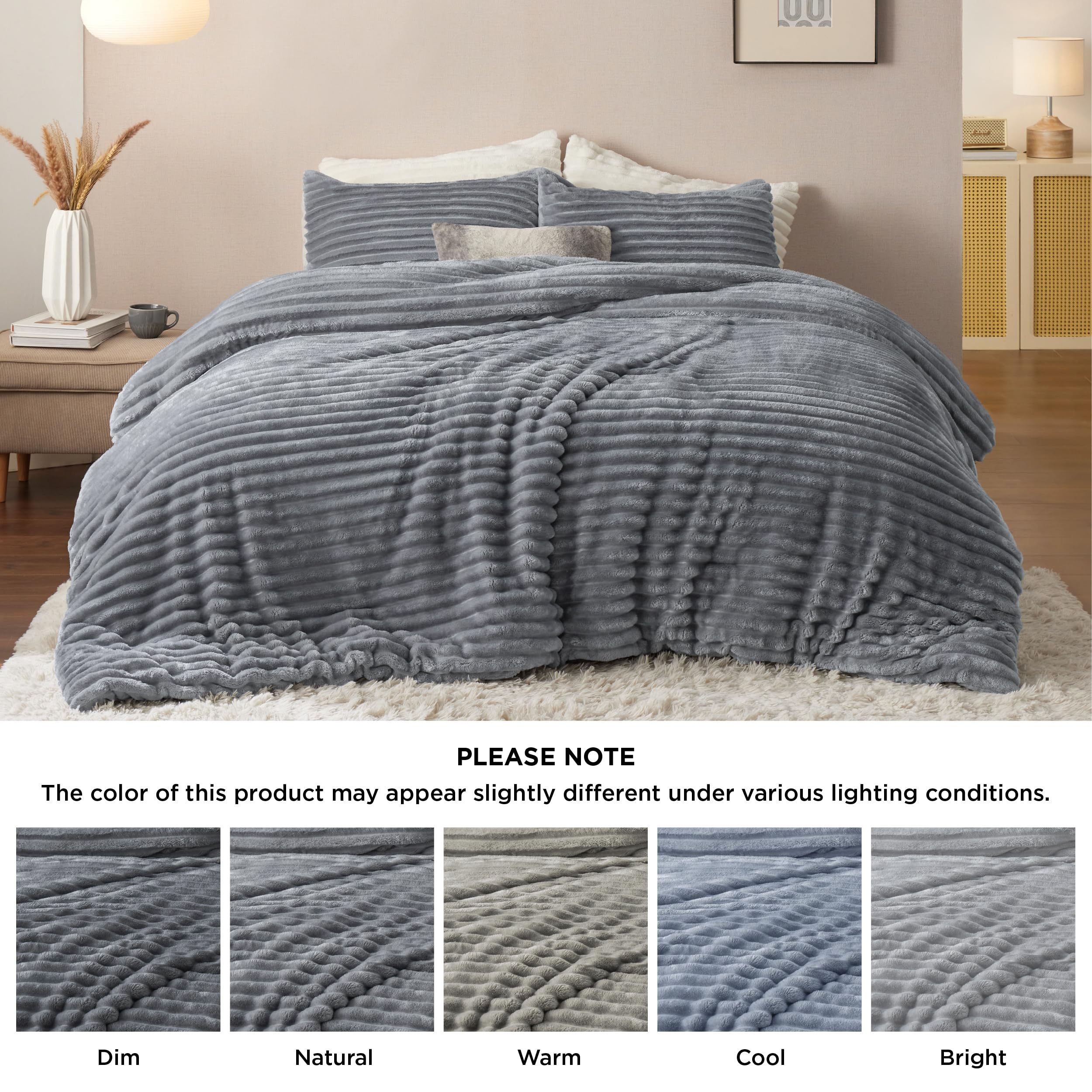 Bedsure hand pressing fabric to show fleece softness and touch comfort
