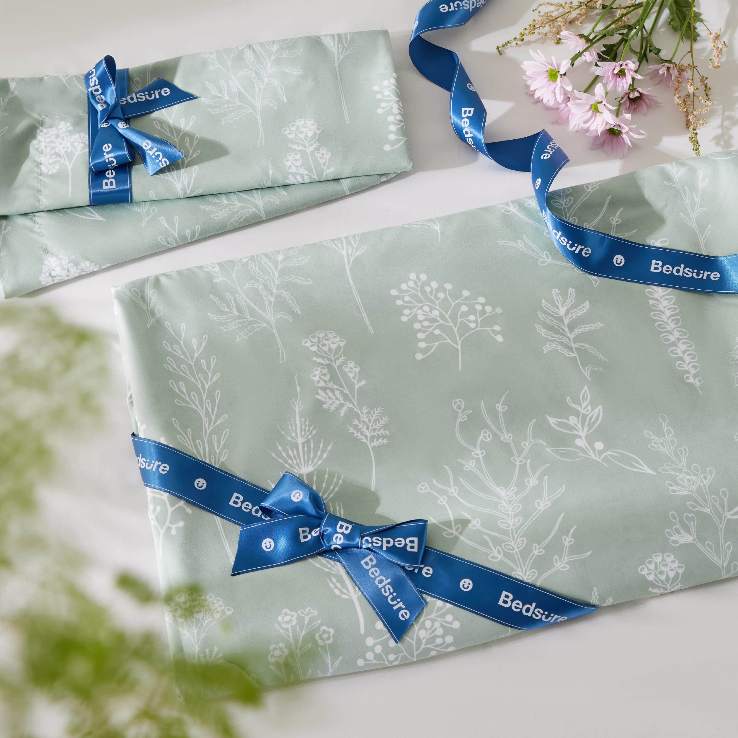 Bedsure brushed microfiber texture close-up offering soft feel and quiet sleep