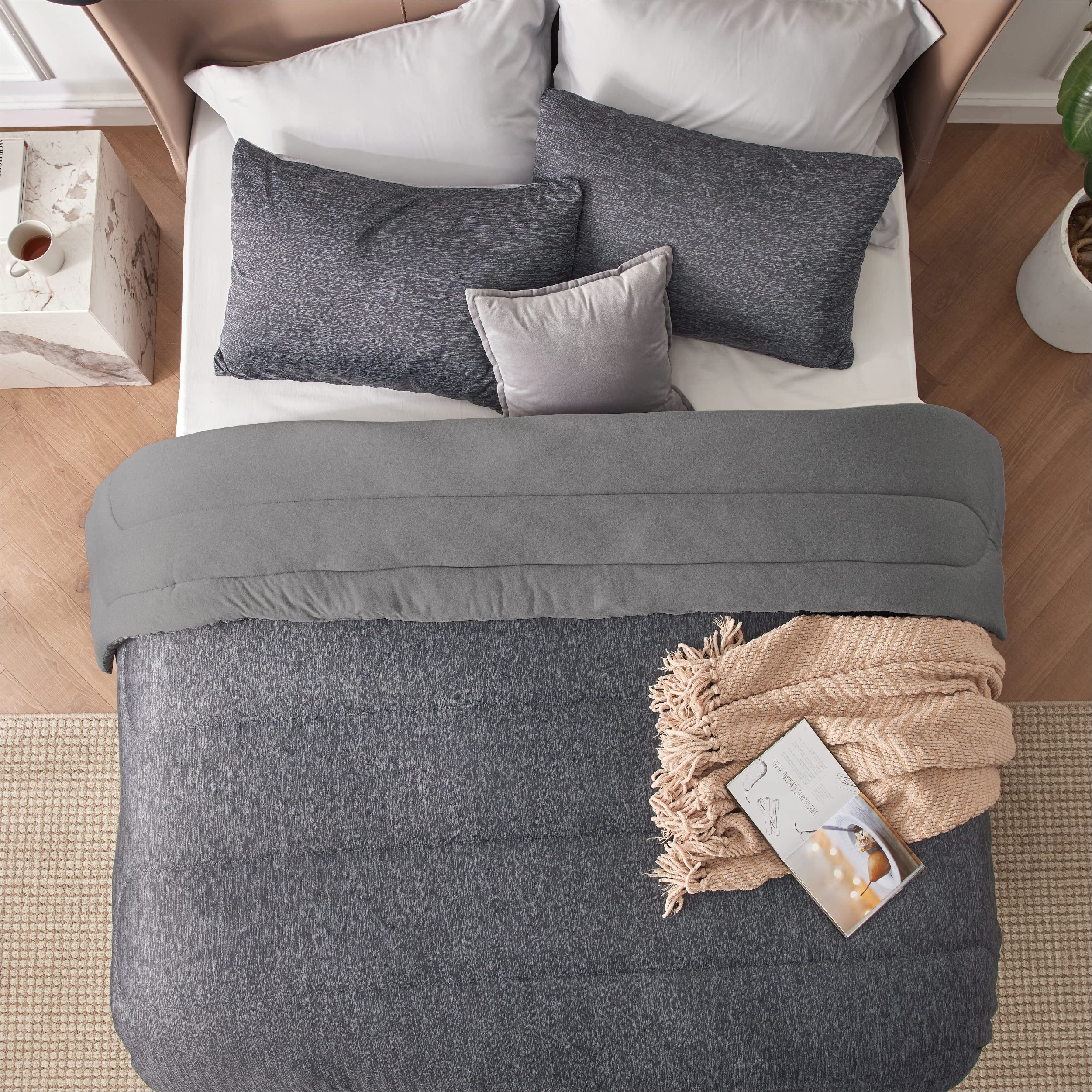 Bedsure fabric texture macro revealing smooth nylon-polyester blend
