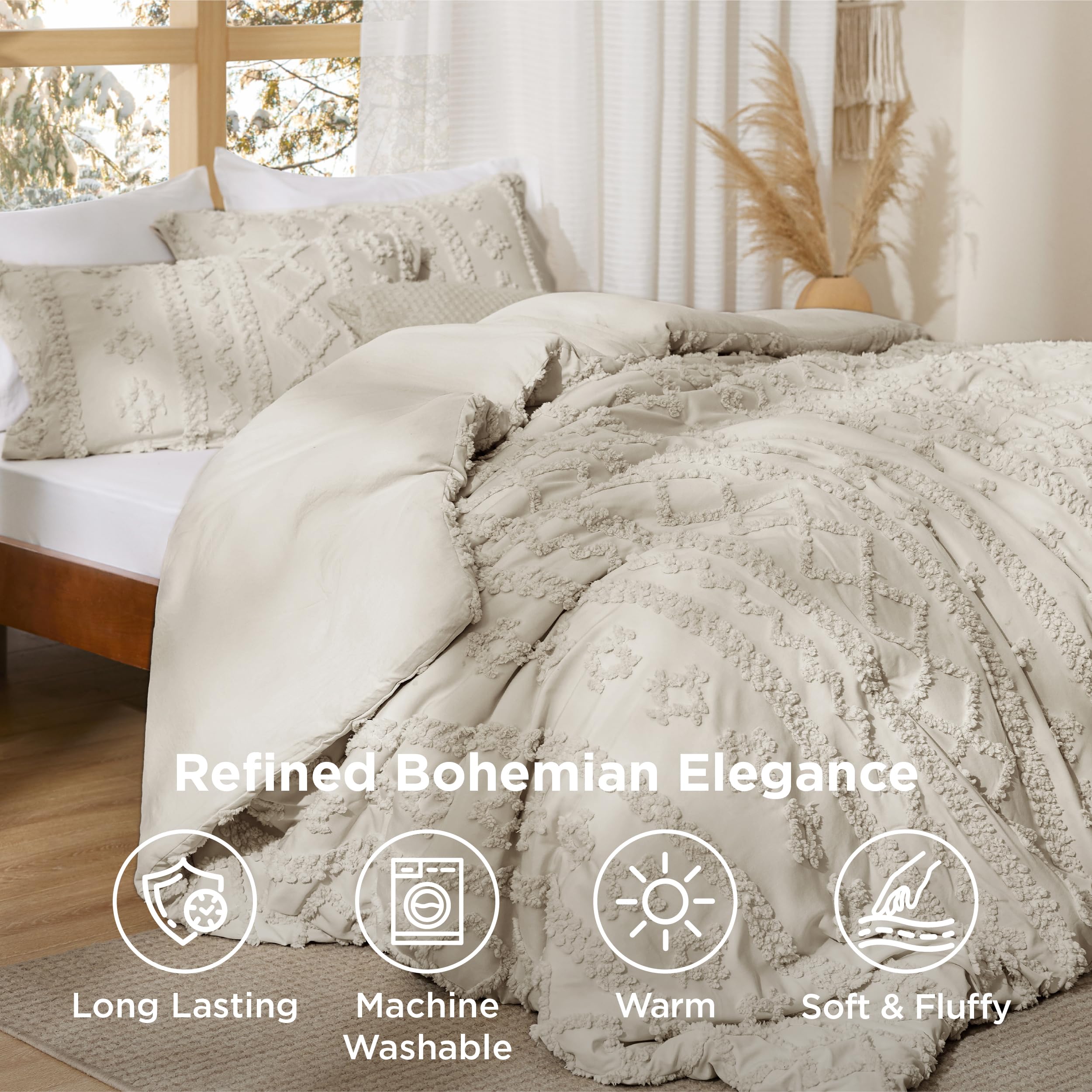 Bedsure fabric weave detail illustrating linen-like look and breathable finish