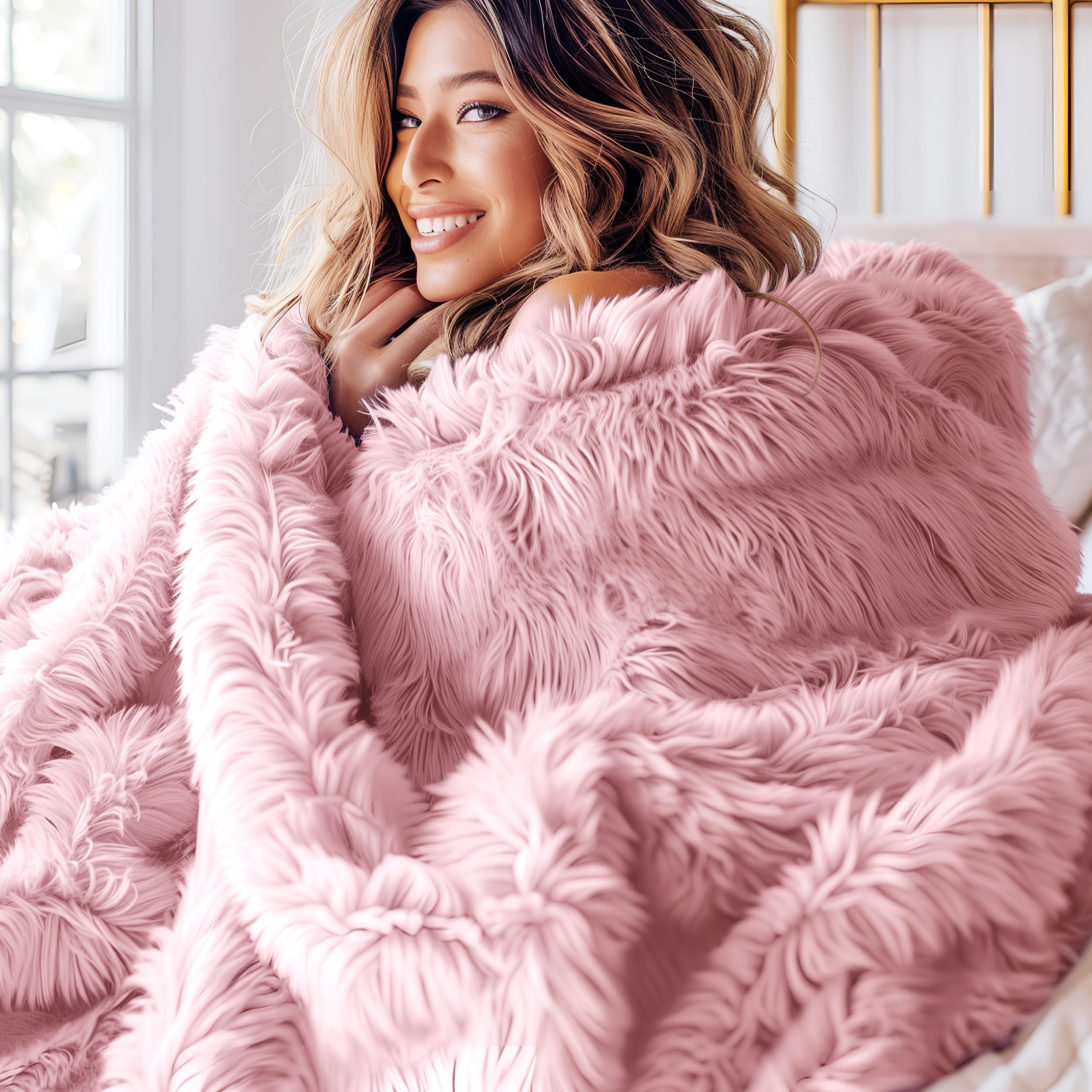 Bedsure close-up of faux fur texture highlighting soft touch benefit
