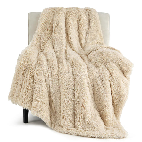 Bedsure faux fur throw front view showing plush look and cozy appeal