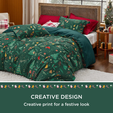 Bedsure close-up of holiday pattern showing clear print and cheerful look