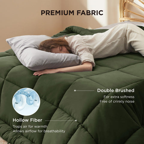 Bedsure detailed shot of GentleSoft fill loft showing plushness benefit: cloud-like comfort