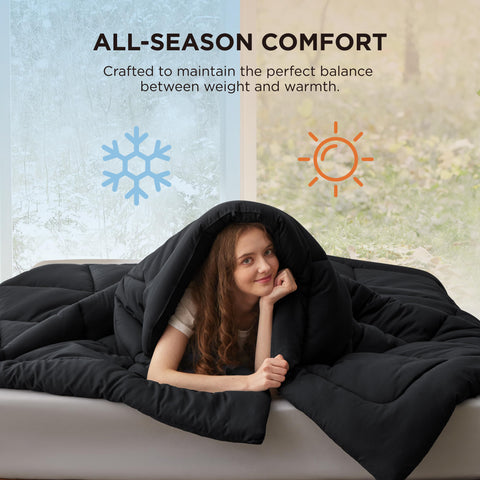 Bedsure comforter side view showing loft of GentleSoft fill
